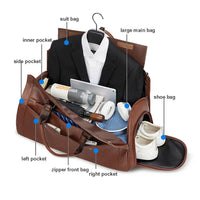 Leather foldable Duffle Suit Bag for Men