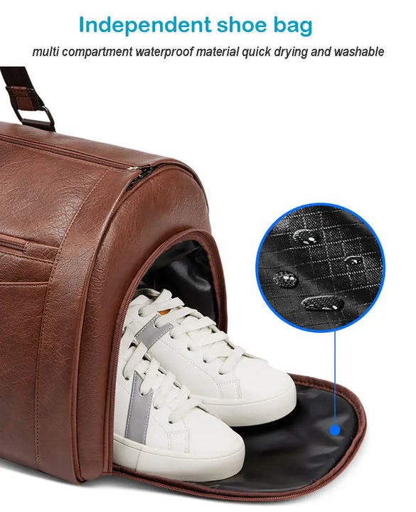 Leather foldable Duffle Suit Bag for Men