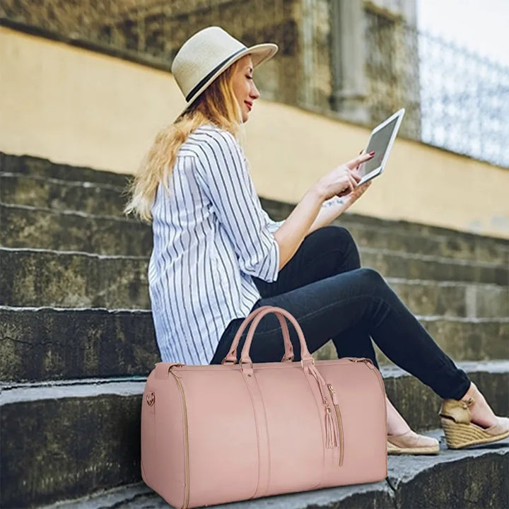 Foldable Leather Garment Bag For Travel