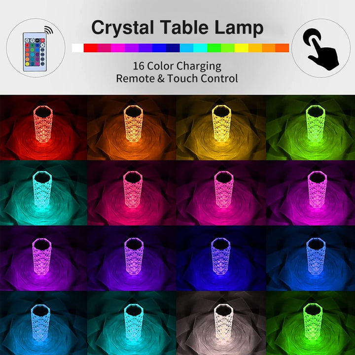 16 Colors LED Touch Crystal Table Lamp