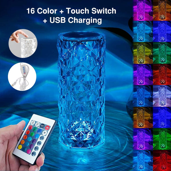 16 Colors LED Touch Crystal Table Lamp