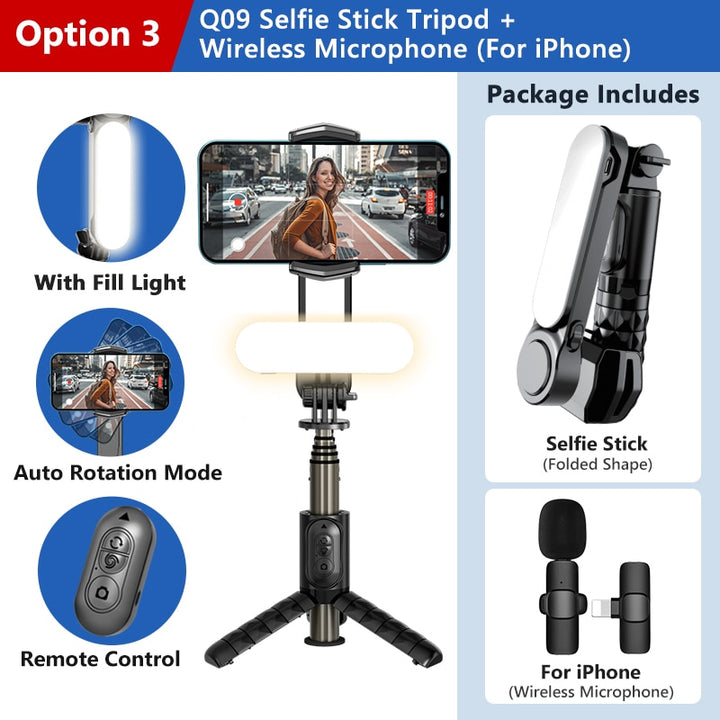 Gimbal Selfie Stick Tripod with Wireless Bluetooth